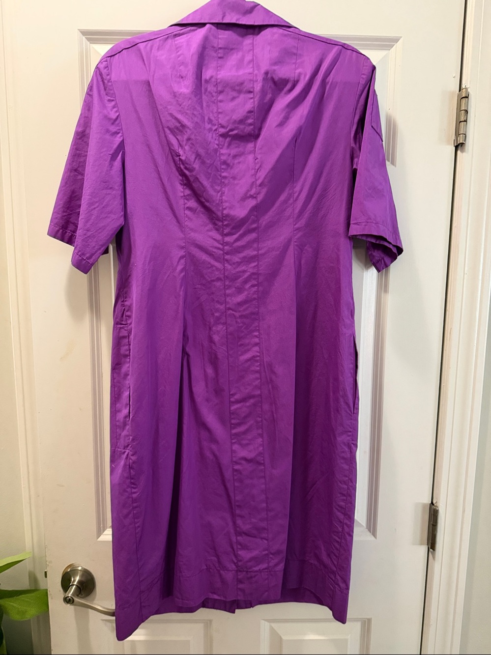 Akris Punto Vivid Purple Button-Front High-Low Dress - Picture 3 of 3